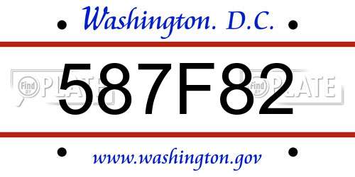 587F82 District Of Columbia License Plate