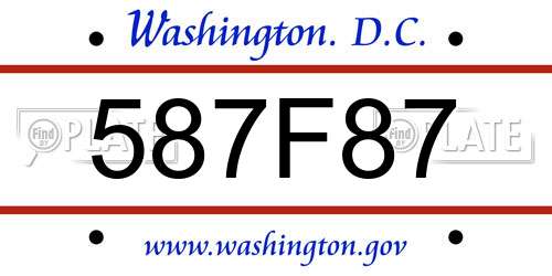 587F87 District Of Columbia License Plate