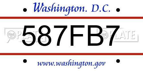 587FB7 District Of Columbia License Plate