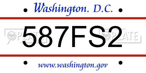 587FS2 District Of Columbia License Plate