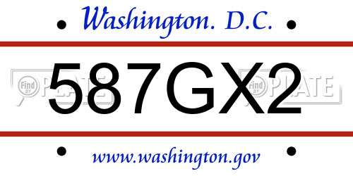 587GX2 District Of Columbia License Plate