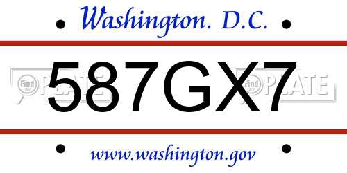 587GX7 District Of Columbia License Plate