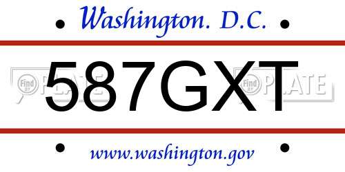 587GXT District Of Columbia License Plate