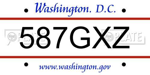 587GXZ District Of Columbia License Plate