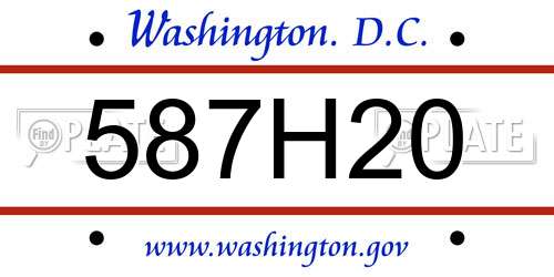 587H20 District Of Columbia License Plate