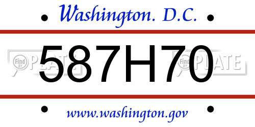 587H70 District Of Columbia License Plate