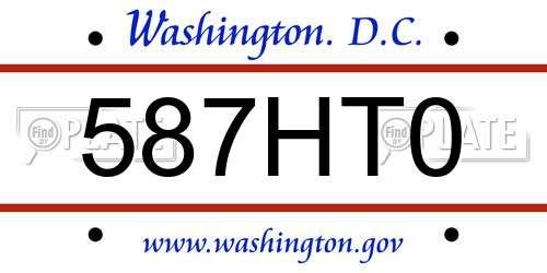 587HT0 District Of Columbia License Plate