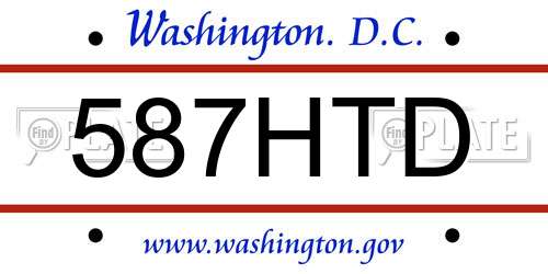 587HTD District Of Columbia License Plate