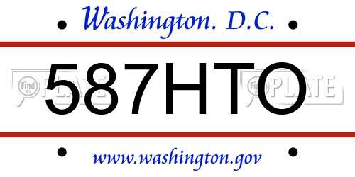 587HTO District Of Columbia License Plate