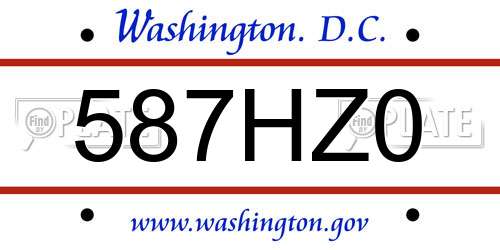 587HZ0 District Of Columbia License Plate