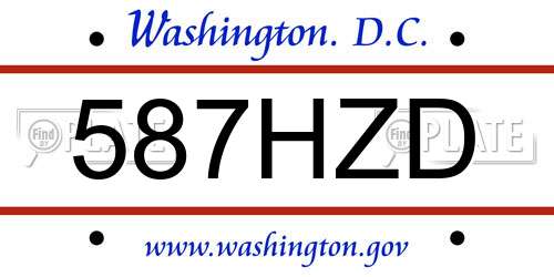 587HZD District Of Columbia License Plate