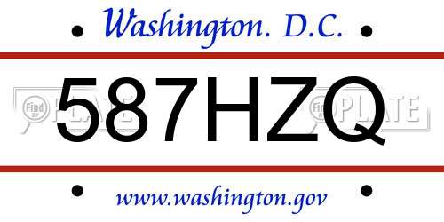 587HZQ District Of Columbia License Plate