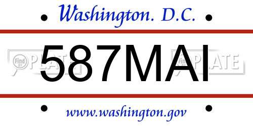 587MAI District Of Columbia License Plate