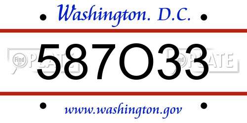 587O33 District Of Columbia License Plate