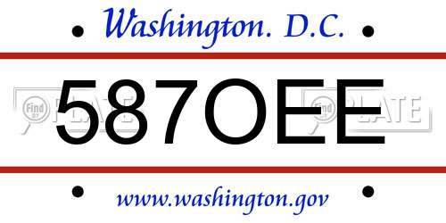 587OEE District Of Columbia License Plate