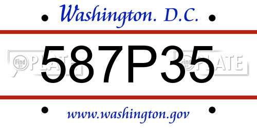 587P35 District Of Columbia License Plate
