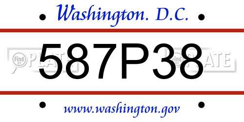 587P38 District Of Columbia License Plate
