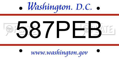 587PEB District Of Columbia License Plate
