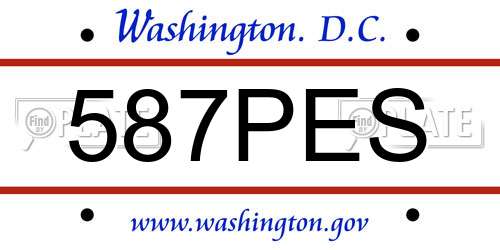 587PES District Of Columbia License Plate