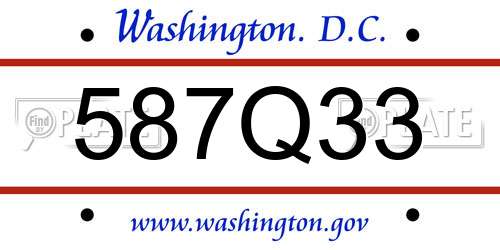 587Q33 District Of Columbia License Plate