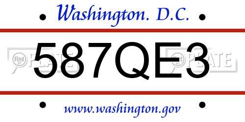 587QE3 District Of Columbia License Plate