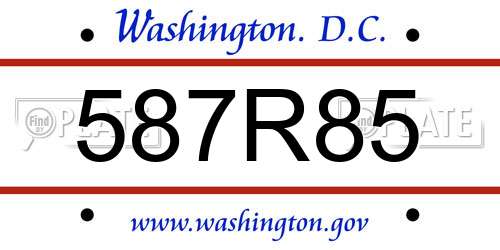 587R85 District Of Columbia License Plate