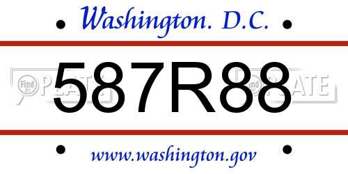587R88 District Of Columbia License Plate