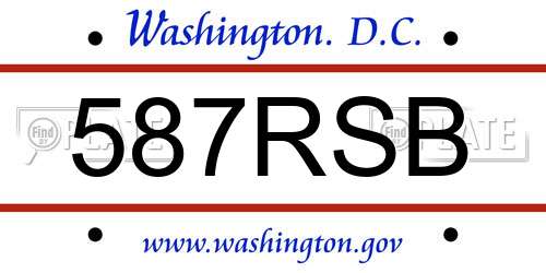 587RSB District Of Columbia License Plate