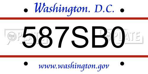 587SB0 District Of Columbia License Plate
