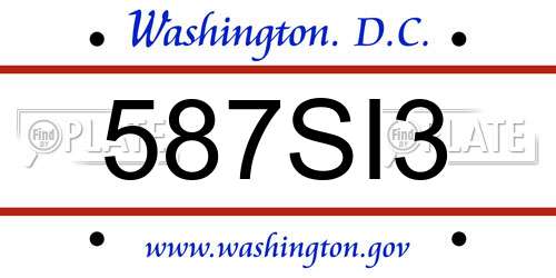 587SI3 District Of Columbia License Plate