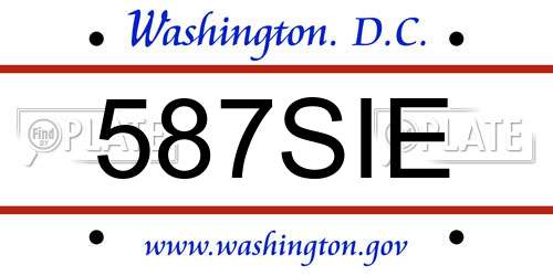 587SIE District Of Columbia License Plate