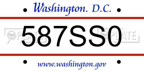 587SS0 District Of Columbia License Plate