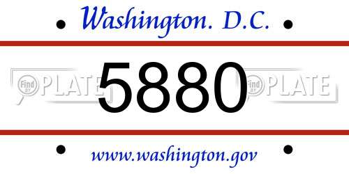 5880 District Of Columbia License Plate