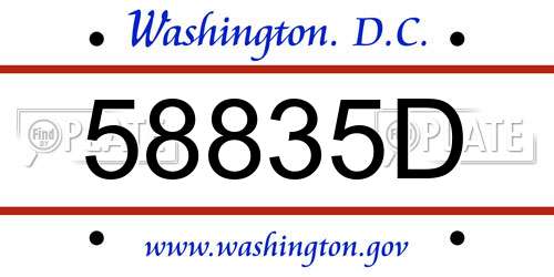 58835D District Of Columbia License Plate