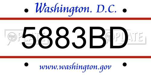 5883BD District Of Columbia License Plate