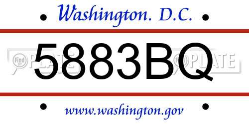 5883BQ District Of Columbia License Plate