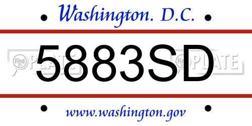 5883SD District Of Columbia License Plate