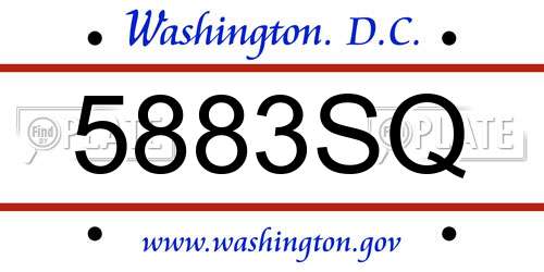 5883SQ District Of Columbia License Plate