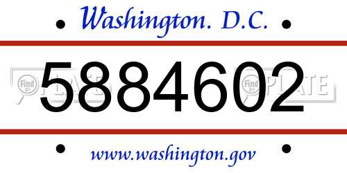 5884602 District Of Columbia License Plate