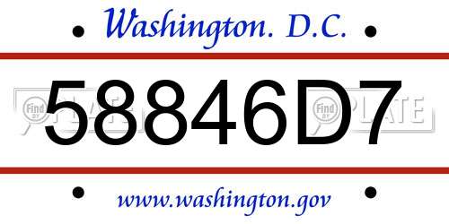 58846D7 District Of Columbia License Plate
