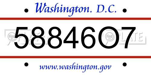 58846O7 District Of Columbia License Plate