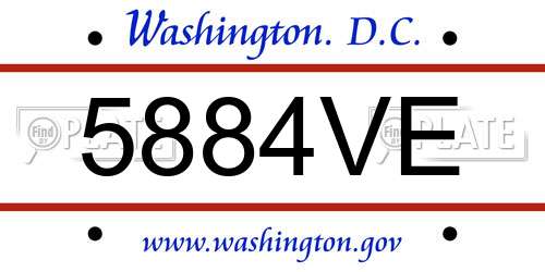 5884VE District Of Columbia License Plate