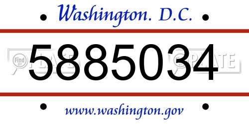 5885034 District Of Columbia License Plate