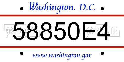 58850E4 District Of Columbia License Plate