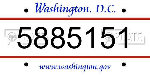 5885151 District Of Columbia License Plate