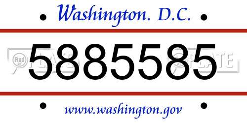 5885585 District Of Columbia License Plate