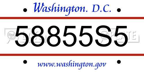 58855S5 District Of Columbia License Plate