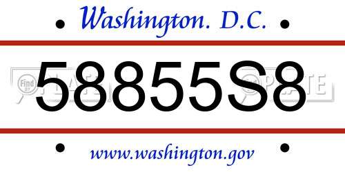 58855S8 District Of Columbia License Plate