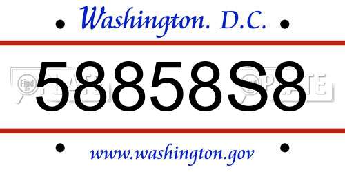 58858S8 District Of Columbia License Plate