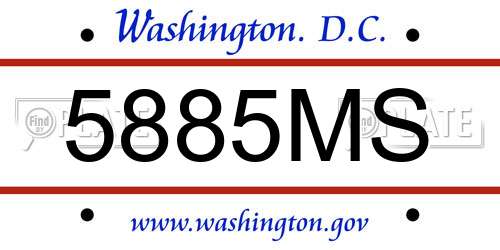 5885MS District Of Columbia License Plate